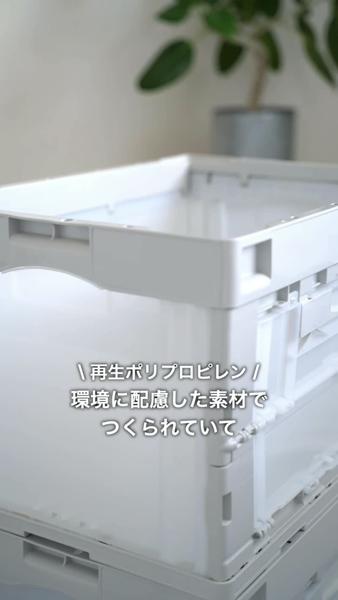 再生ポリプロピレン入り 折りたたみコンテナ 窓付 50L ホワイト